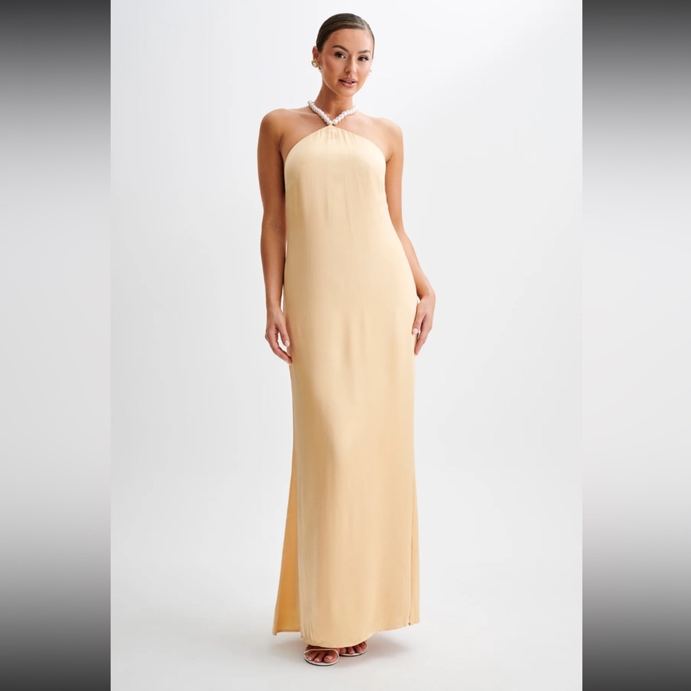 BRAND NEW WITH TAGS!!! Meshki pale yellow formal gown/ maxi dress.
